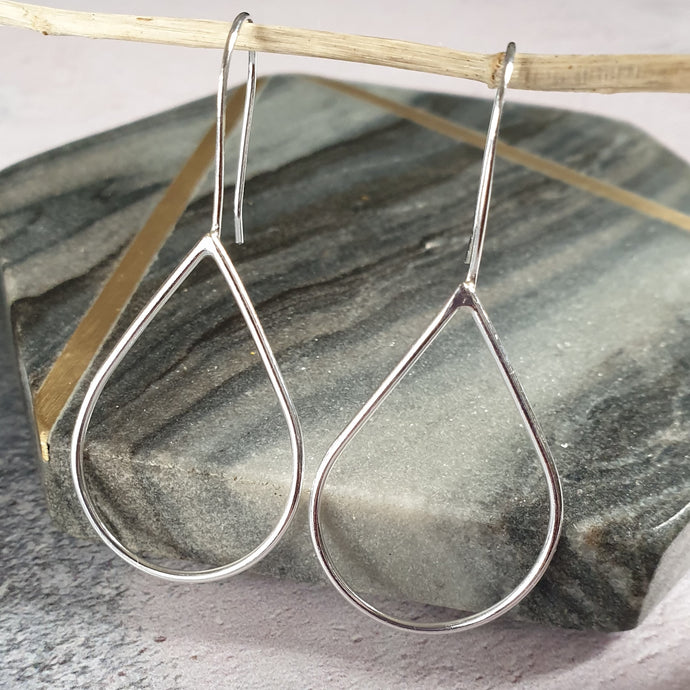 Large silver teardrop earrings