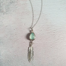 Blue Chalcedony Feather Necklace