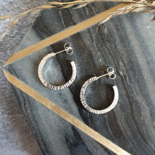 Silver Textured Hoop Earrings