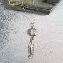 Blue Chalcedony Feather Necklace