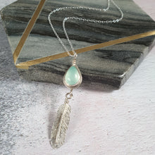 Blue Chalcedony Feather Necklace