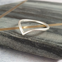 Brushed sterling silver v shaped band