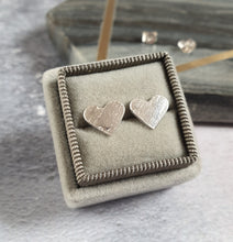 Hammered Heart Silver Stud Earrings