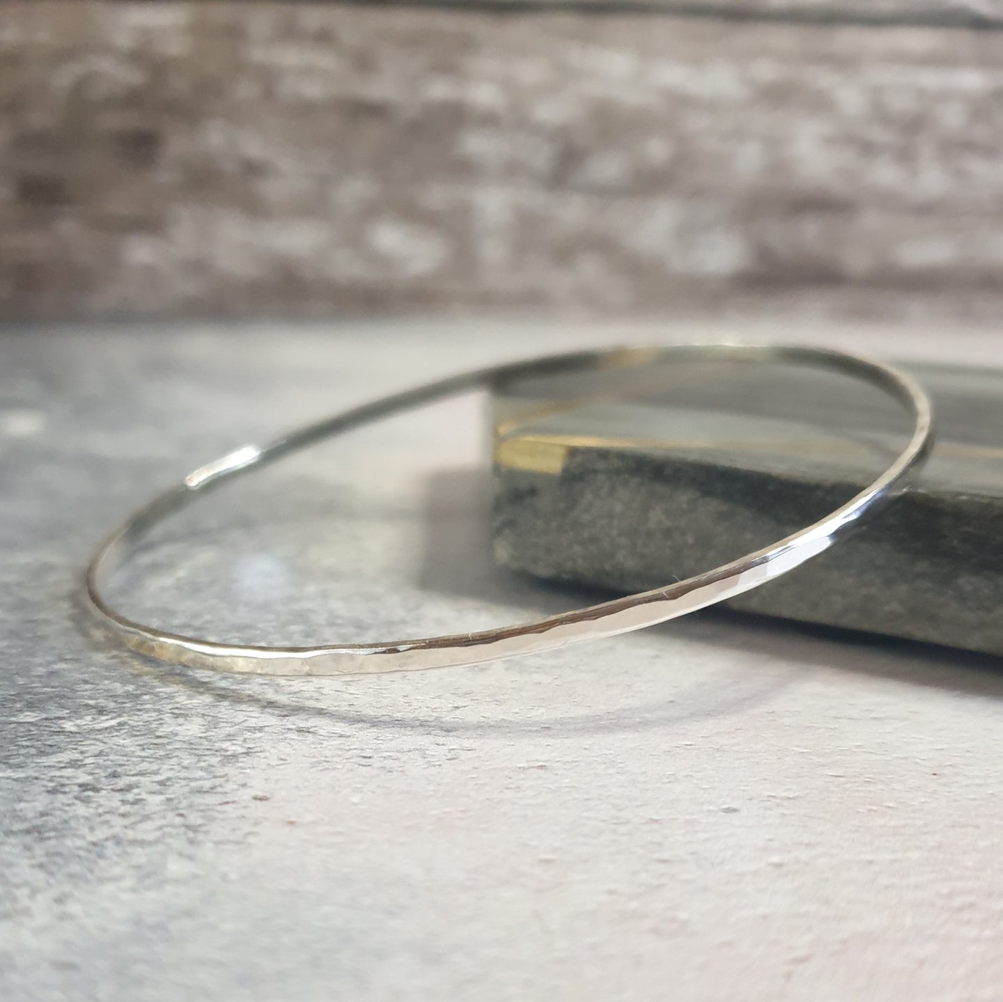 Hammered Silver Bangle