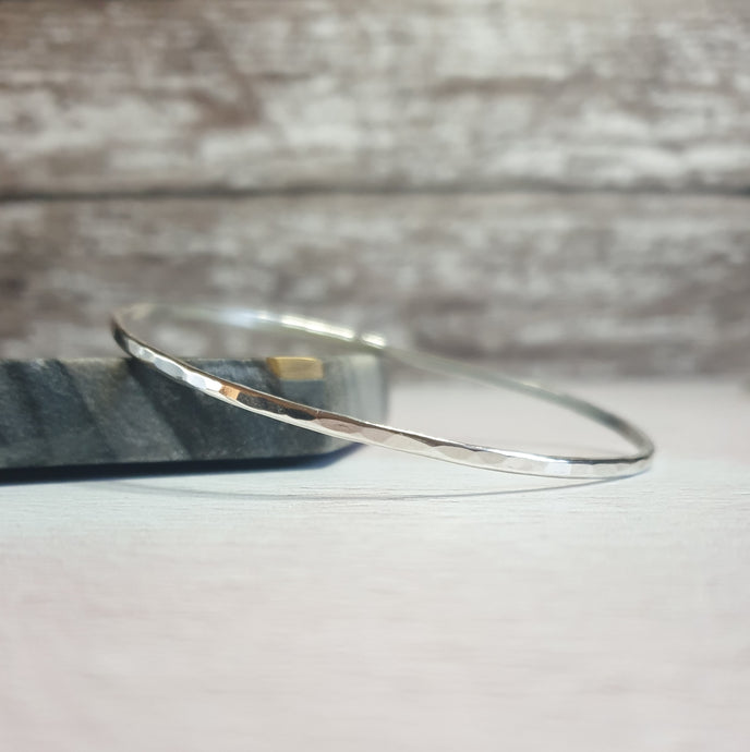 Hammered Silver Bangle