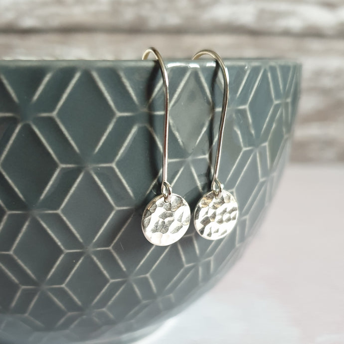 Hammered Disc Drop Earrings