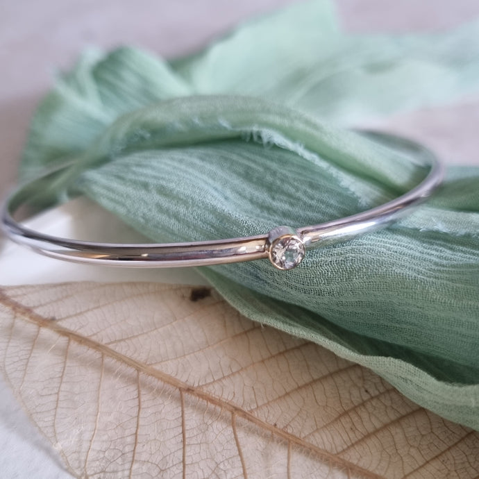 Silver Birthstone Bangle