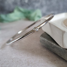 Silver Birthstone Bangle