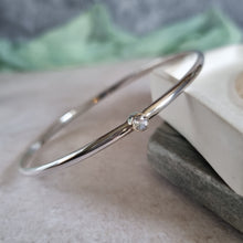 Silver Birthstone Bangle