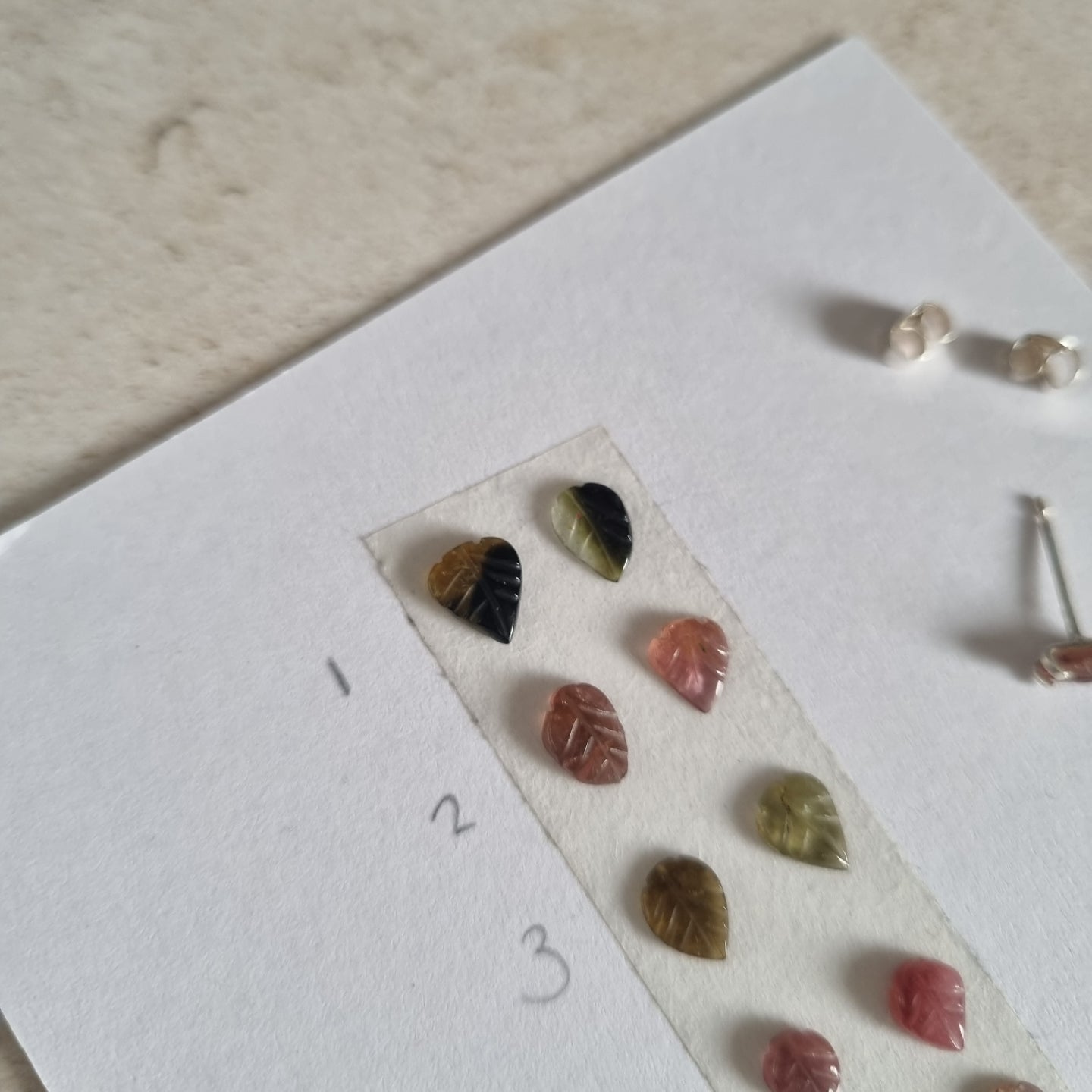 Little Tourmaline Leaf Stud Earrings