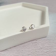 Organic Textured Silver Dot Earrings