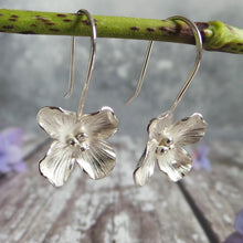 Hydrangea Silver Flower Drop Earrings