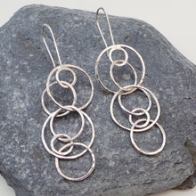 Long Statement Hammered Circle Drop Earrings