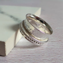 Silver hammered fidget ring