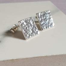 Hammered Large Square Stud Earrings