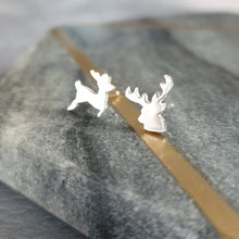 Cute Silver Reindeer Stud Earrings