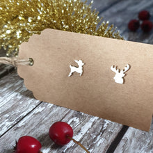 Cute Silver Reindeer Stud Earrings