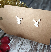 Cute Silver Reindeer Stud Earrings
