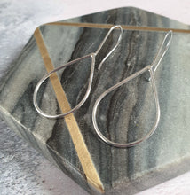 Teardrop Drop Silver Earrings Large
