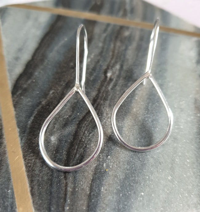 Medium sterling silver teardrop drop earrings