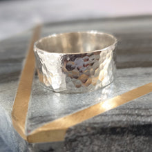 Super Wide Hammered Silver Ring