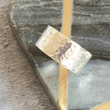 Super Wide Hammered Silver Ring