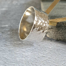 Super Wide Hammered Silver Ring