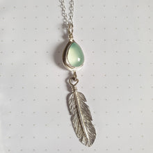 Blue Chalcedony Feather Necklace