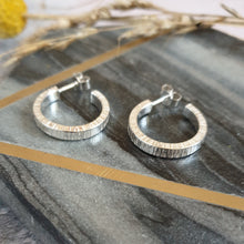 Silver hammered hoop earrings