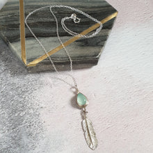 Blue Chalcedony Feather Necklace