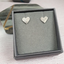 Hammered Heart Silver Stud Earrings