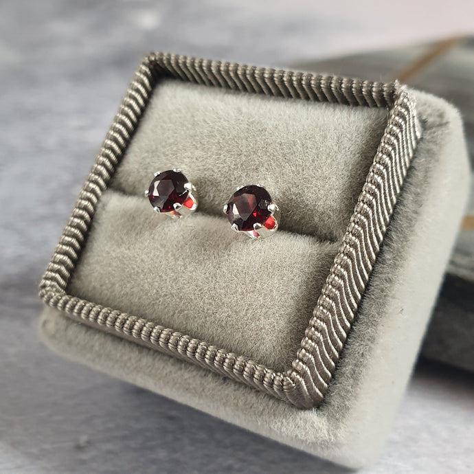 Garnet Gemstone Stud Earrings
