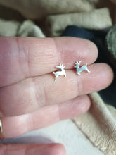 Cute Silver Reindeer Stud Earrings
