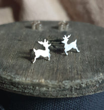 Cute Silver Reindeer Stud Earrings