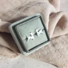 Cute Silver Reindeer Stud Earrings