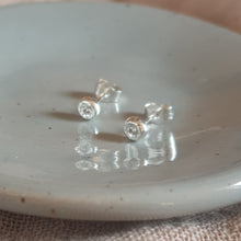 Organic Textured Crystal Set Silver Pebble Stud Earrings
