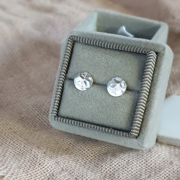 Silver Hammered Disc Stud Earrings