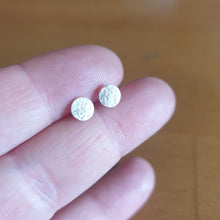 Textured Silver Disc Stud Earrings