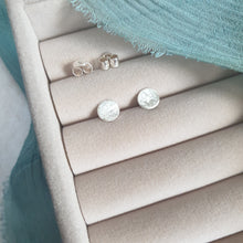 Textured Silver Disc Stud Earrings