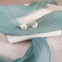 Textured Silver Disc Stud Earrings