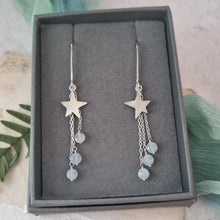 Aquamarine Star Drop Silver Earrings