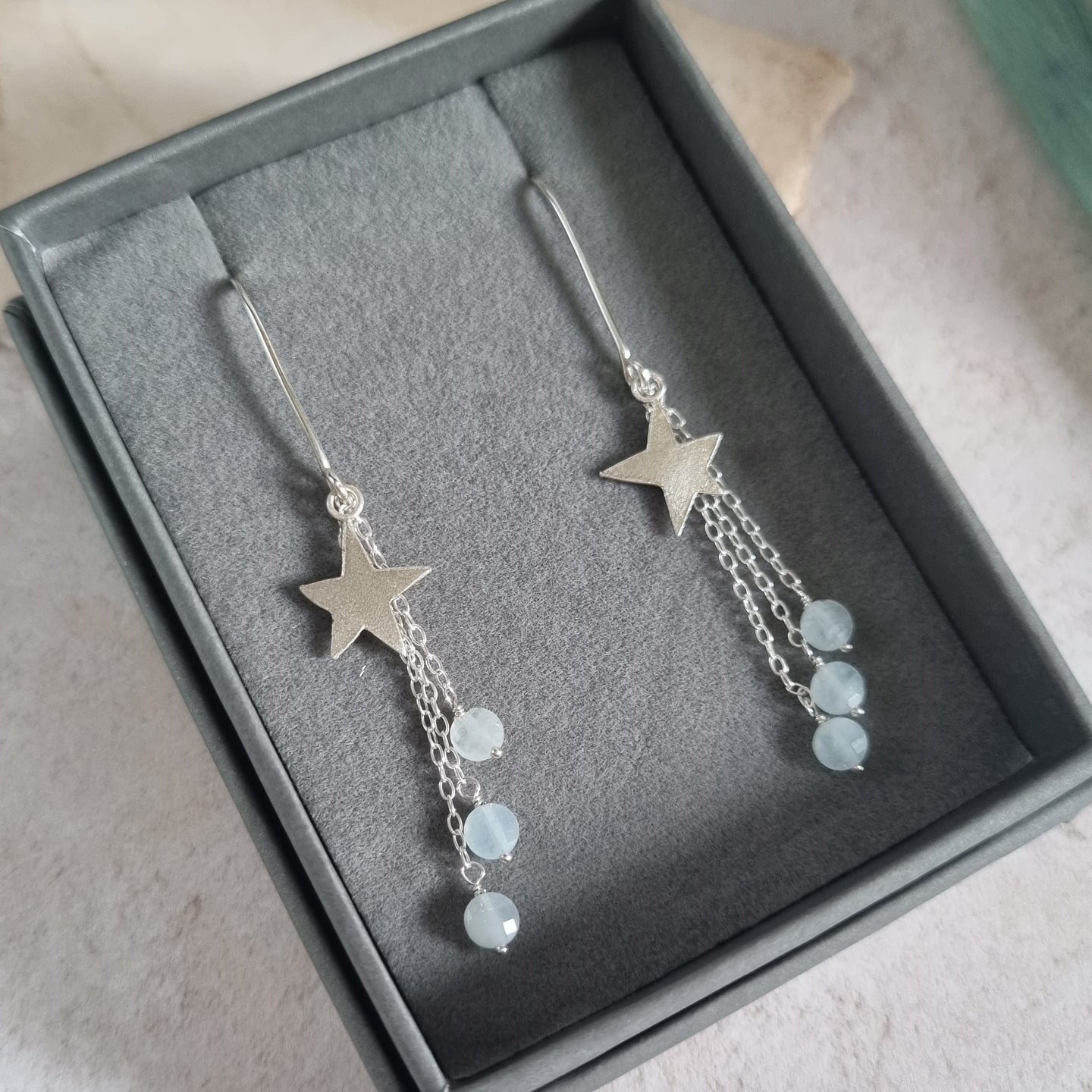 Sterling silver shop dangle star earrings