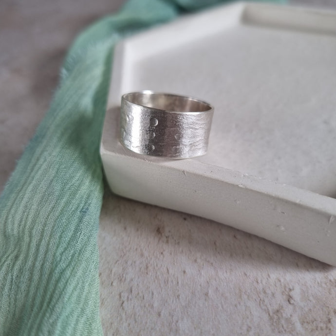 Super Wide Organic Matt Silver Ring
