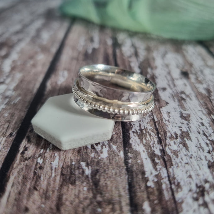 Silver Textured Spinner Ring