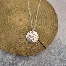Silver Hammered Disc Necklace