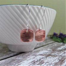 Textured Copper Dangly Earrings