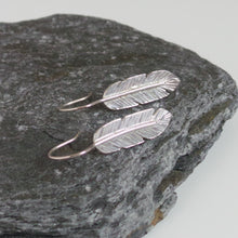 Feather Silver Drop Earrings