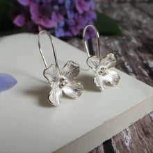 Hydrangea Silver Flower Drop Earrings