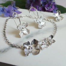 Hydrangea Silver Flower Drop Earrings