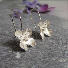 Hydrangea Silver Flower Drop Earrings